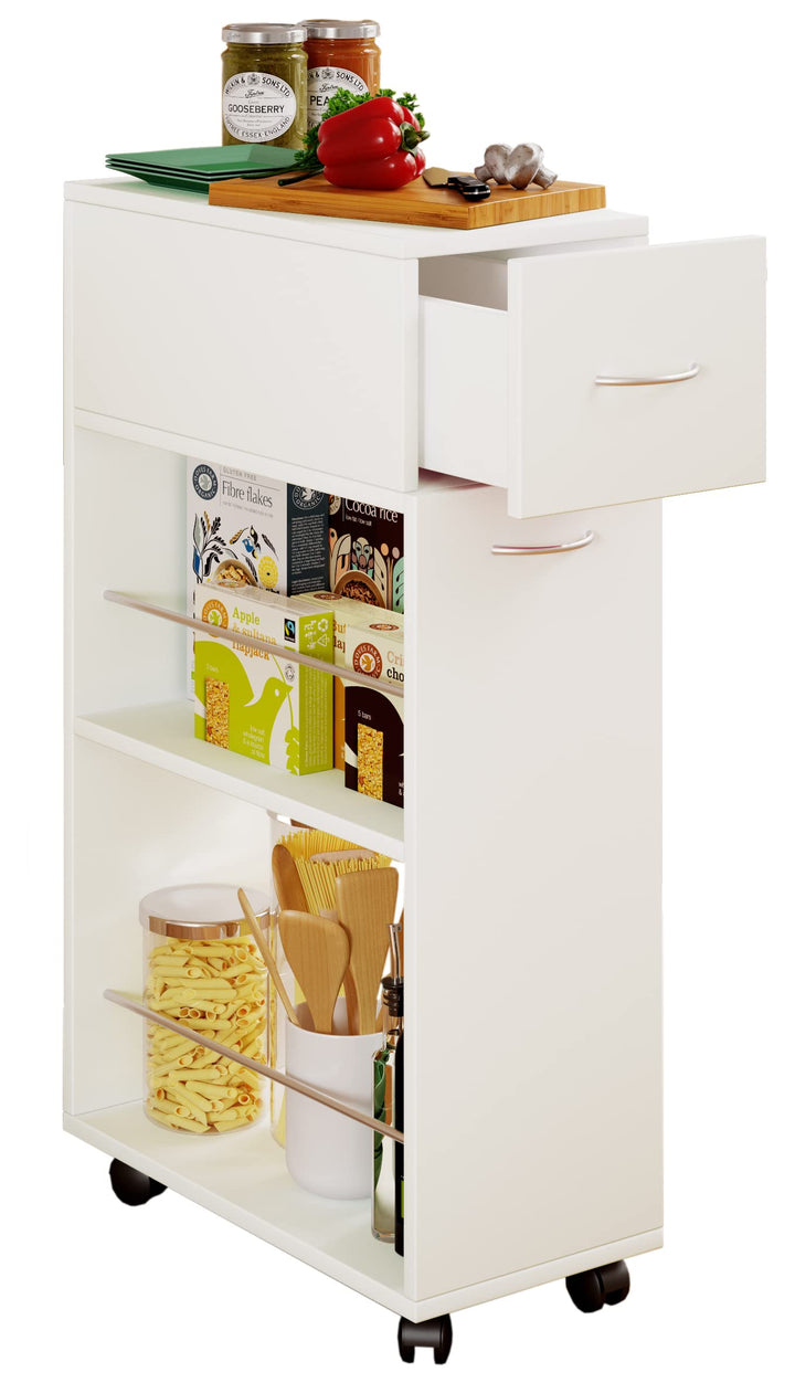 Küchenwagen | Rollwagen | Masse Küchenregal ca. H. 85 x B. 25 x T. 50 cm | ausreichend Stauraum und