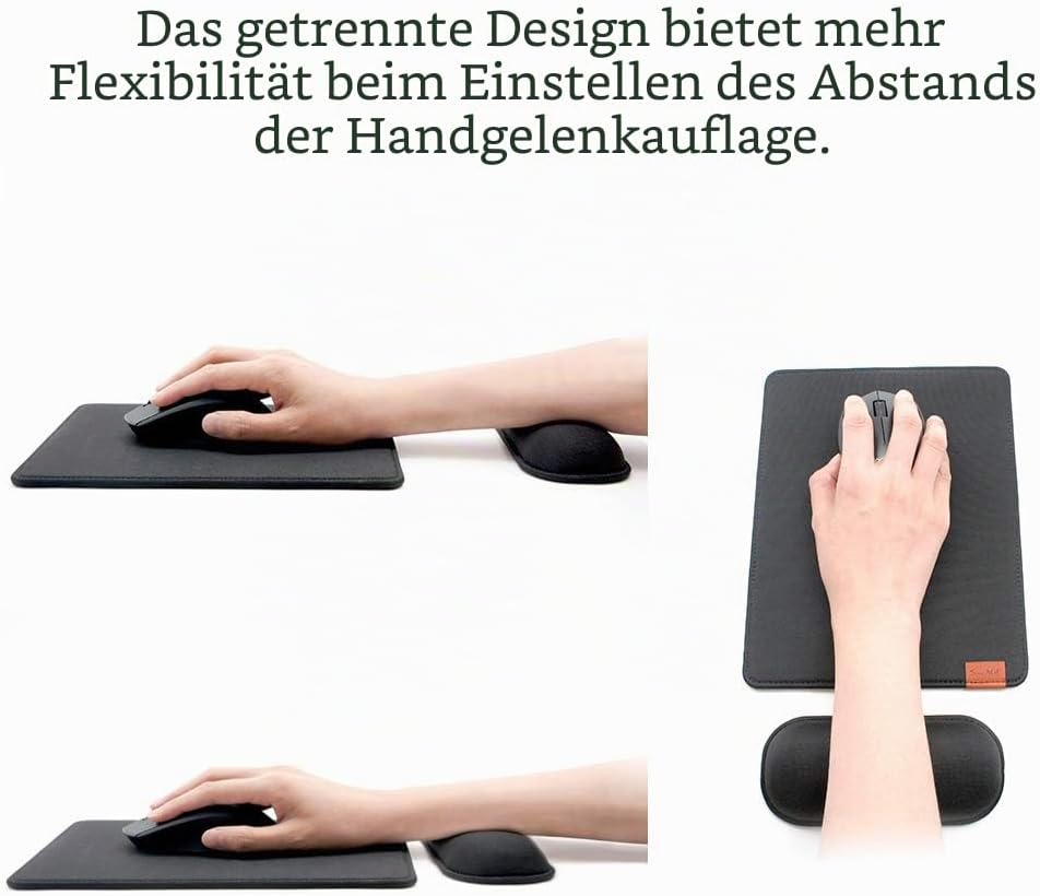 SenseAGE Mousepad mit Abnehmbarer Handauflage, Ergonomisches Mauspad mit atmungsaktivem Handpolster