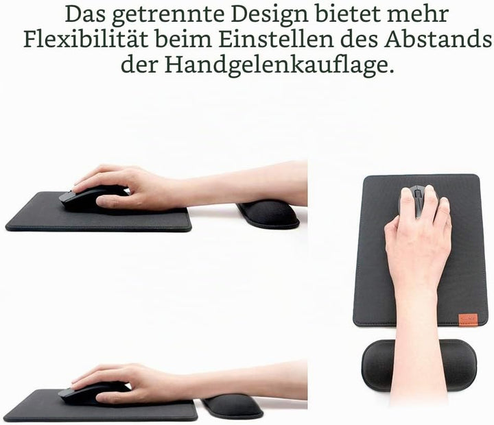 SenseAGE Mousepad mit Abnehmbarer Handauflage, Ergonomisches Mauspad mit atmungsaktivem Handpolster
