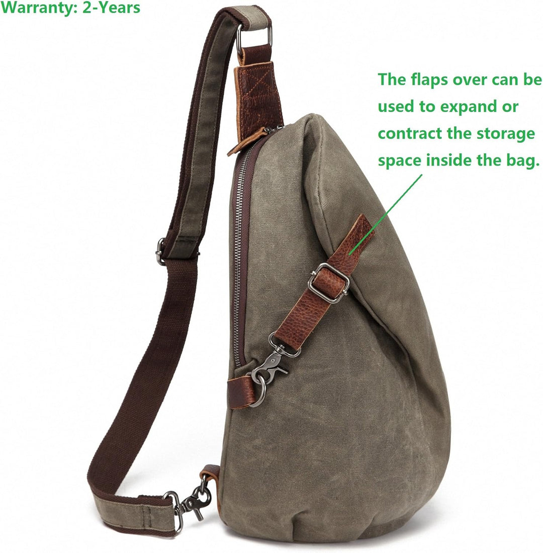 AOTIAN Sling Rucksack Wasserdicht Canvas Lässiger Tagesrucksack Damen Herren ein Schulter Tasche Cro