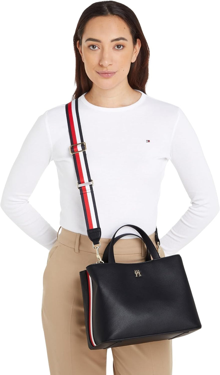 Tommy Hilfiger Damen Satchel Tasche Essential Satchel Corp Crossbody, Mehrfarbig (Space Blue), Onesi