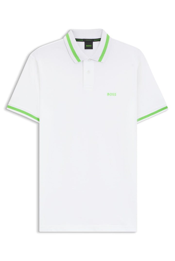 BOSS Herren Pio Polohemd S Weiss 100, S Weiss 100