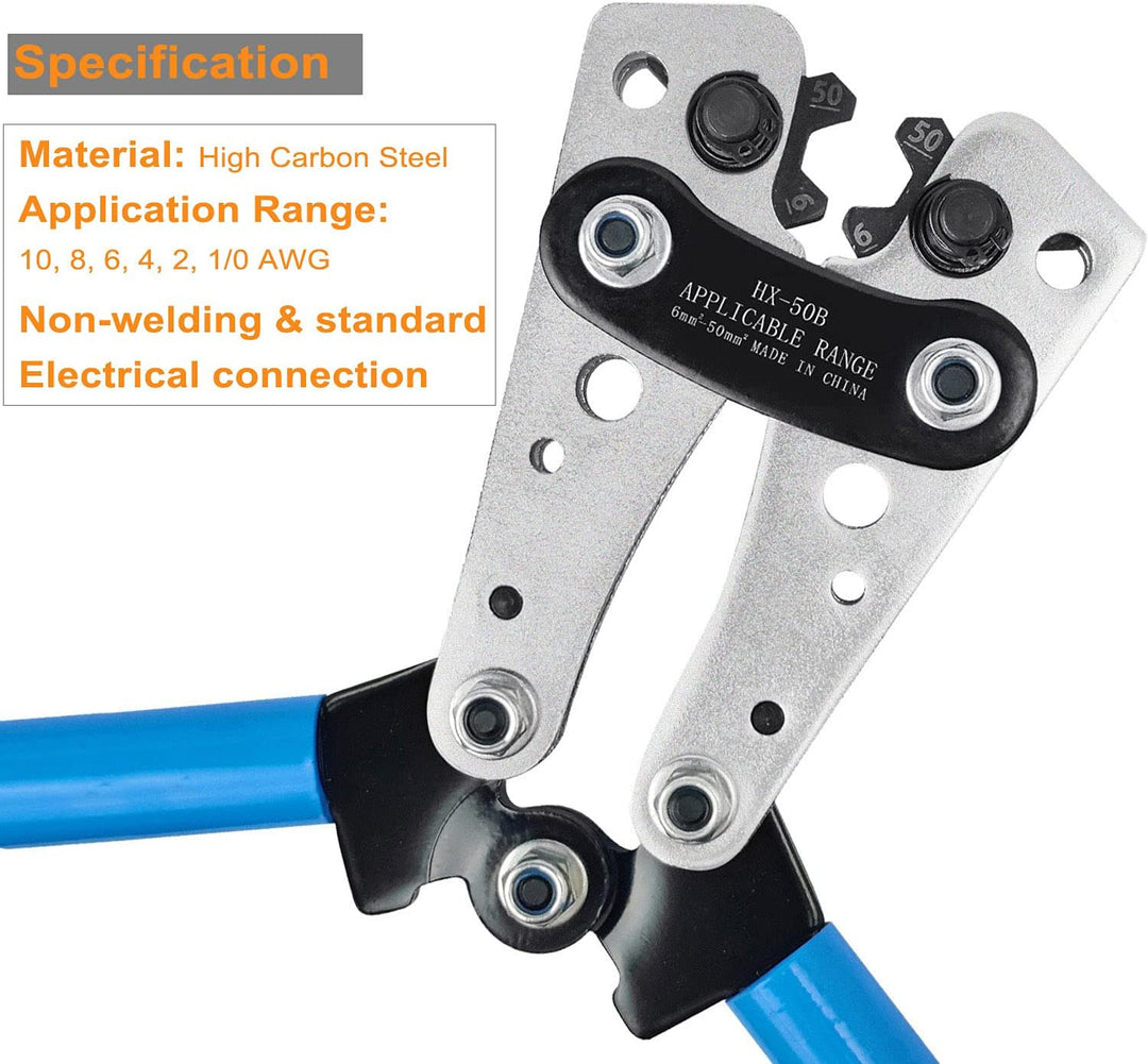 Brileine Batteriekabel Crimpzange von AWG 8-1/0, Batteriekabelschuh Crimpzange für schwere Kabelschu