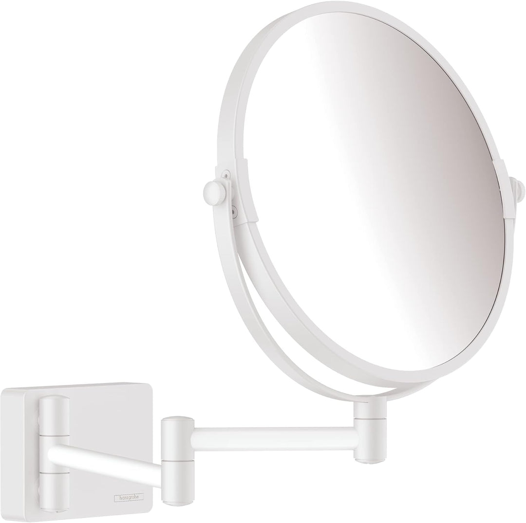 hansgrohe Kosmetikspiegel AddStoris, Rasierspiegel schwenkbar, Makeup Spiegel, Mattweiss Mattweiss o
