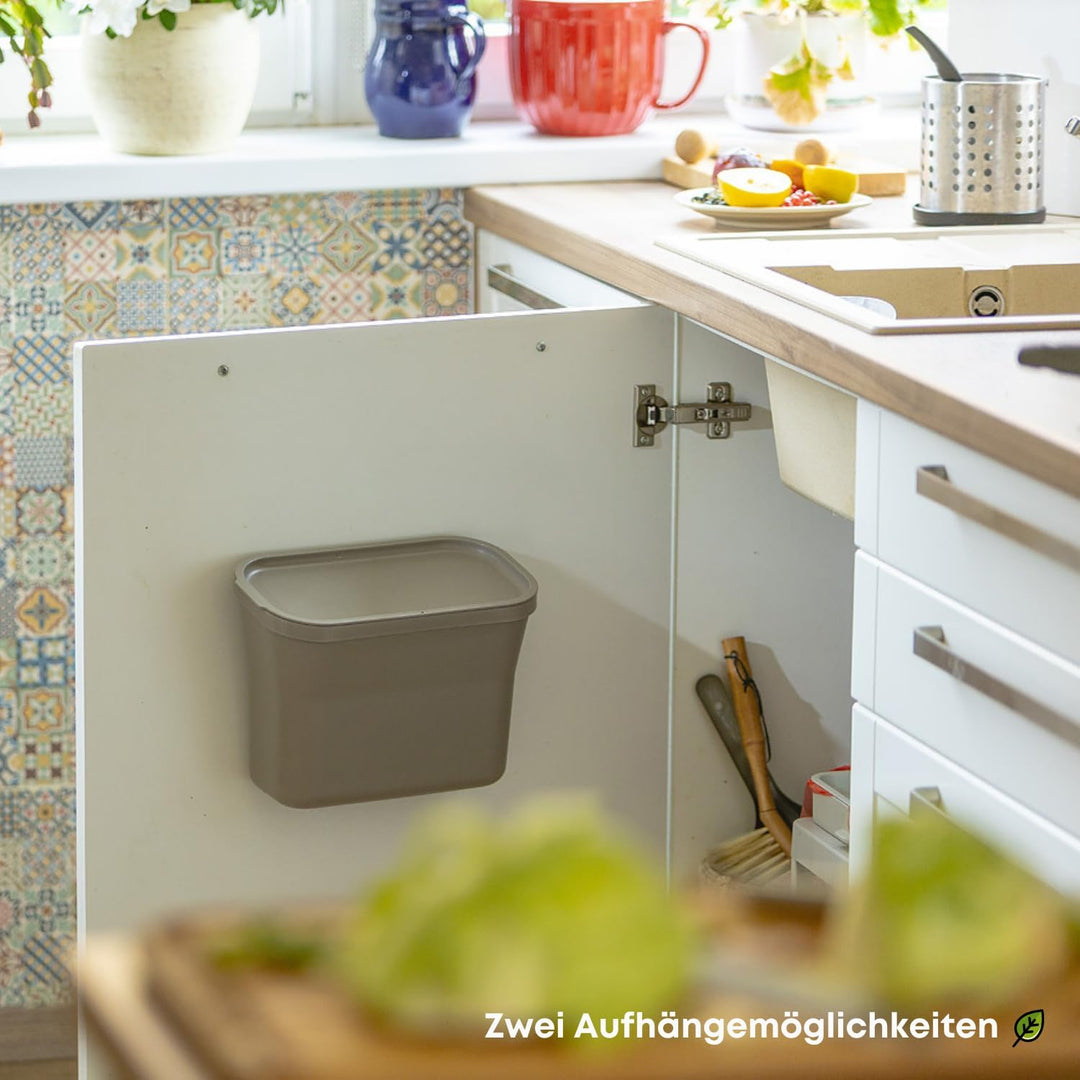 Plastia Urbalive Design Biomülleimer Küche zum Aufhängen 4L - Komposteimer Küche mit Deckel - Kleine