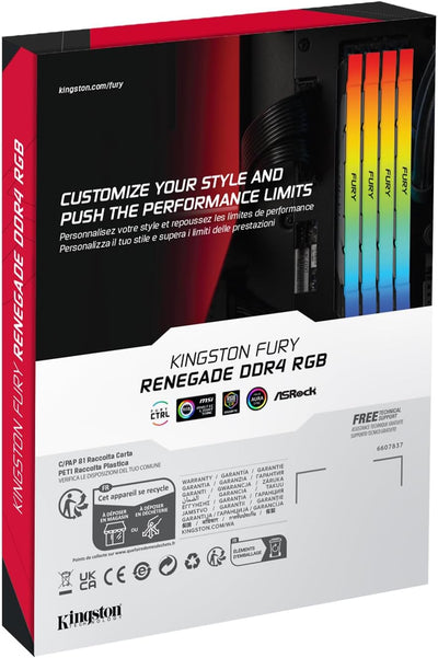 Kingston Fury Renegade RGB 16GB 3600MT/s DDR4 CL16 DIMM (Kit mit 2) Desktop Gaming Speicher - KF436C