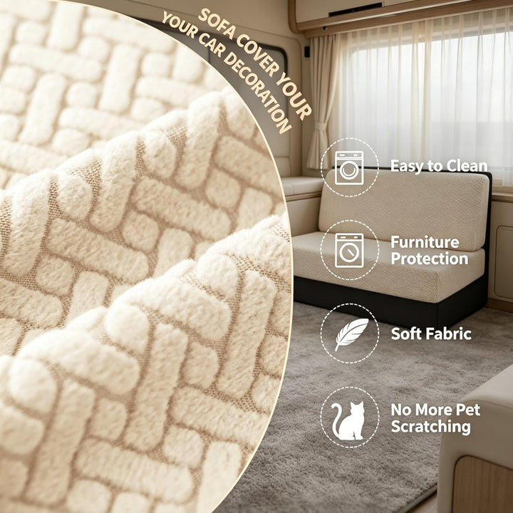 Wohnmobil Sitzbezüge, 2 Stück (1 Set) Stretch Wohnwagen Sofa-Sitzkissenbezug Jacquard RV-Sofabezug C