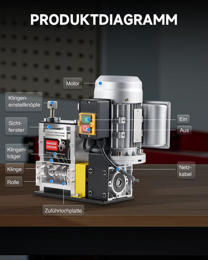 CREWORKS 180 W Elektrische Abisoliermaschine von 1,5-30 mm Mit 5 Verstellbaren Kanälen, Geschwindigk