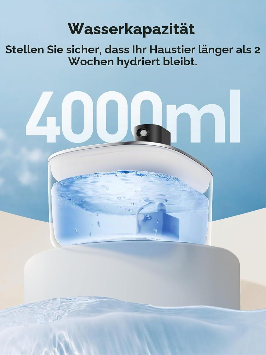 Batteriebetriebener Katzentrinkbrunnen Kabellos mit Bewegungsmelder, Trinkbrunnen für Katzen Edelsta