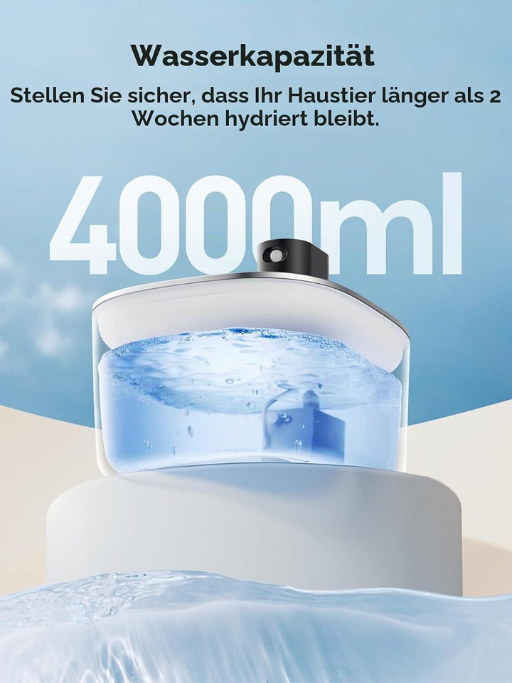 Batteriebetriebener Katzentrinkbrunnen Kabellos mit Bewegungsmelder, Trinkbrunnen für Katzen Edelsta