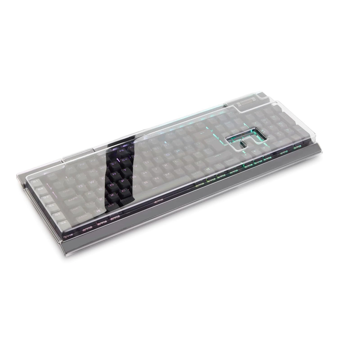 Decksaver Cover für die Corsair K95 (RGB) Platinum Tastaturserie - geräucherte/klare Schutzhülle, he