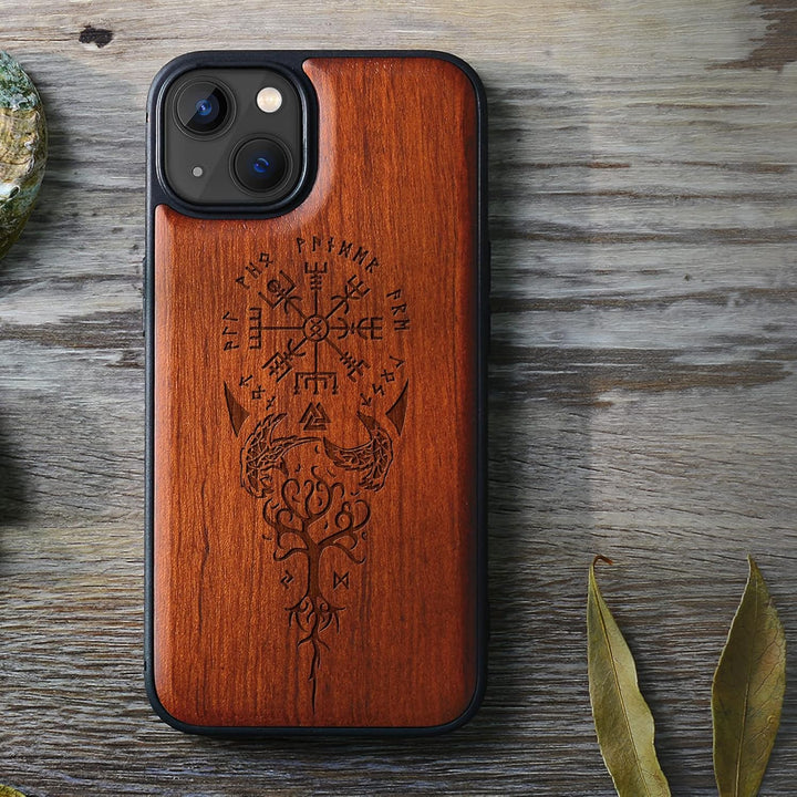 Carveit Magnetisch Hülle für iPhone 13 [Elegante Rosenholz] [Weich TPU Stossstange] Stossfeste Handy