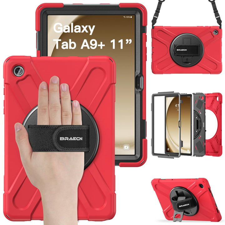 BRAECN für Galaxy Tab A9+ Hülle - Samsung Tablet A9 Plus 11" 2023 Rot | Stossfeste Schutzhülle, 360°