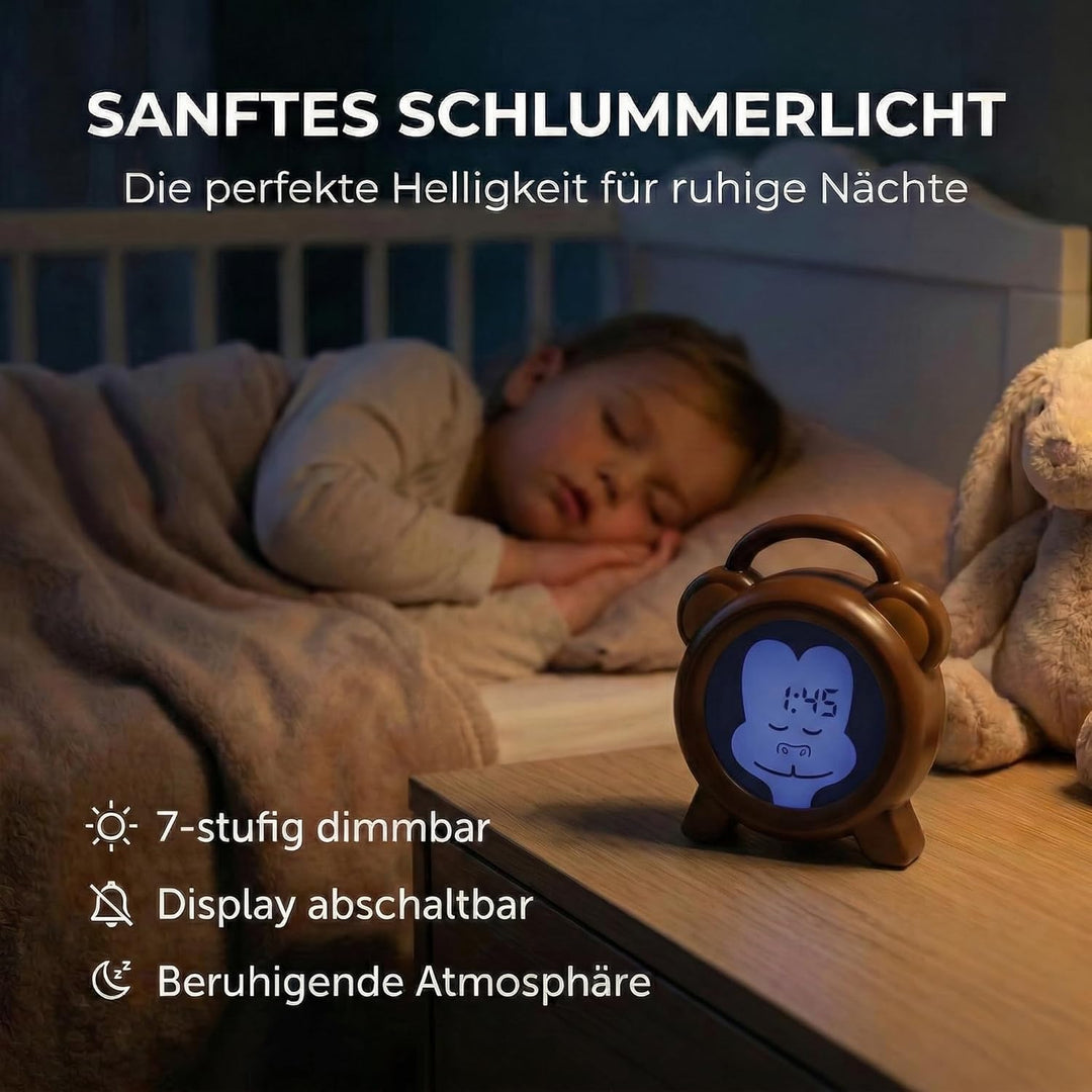 Alecto BC-100 Monkey Wecker Kinder - Kinderwecker USB Aufladbar - Kinder Wecker mit Nachtlicht - Sch
