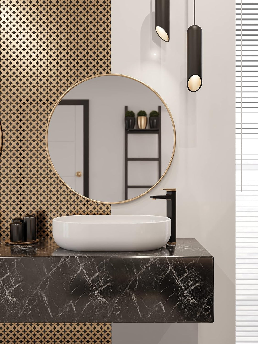 VBChome Waschbecken 60 x 41 cm Keramik Weiss Oval Pop-up ventil Click-Clack Waschtisch Handwaschbeck