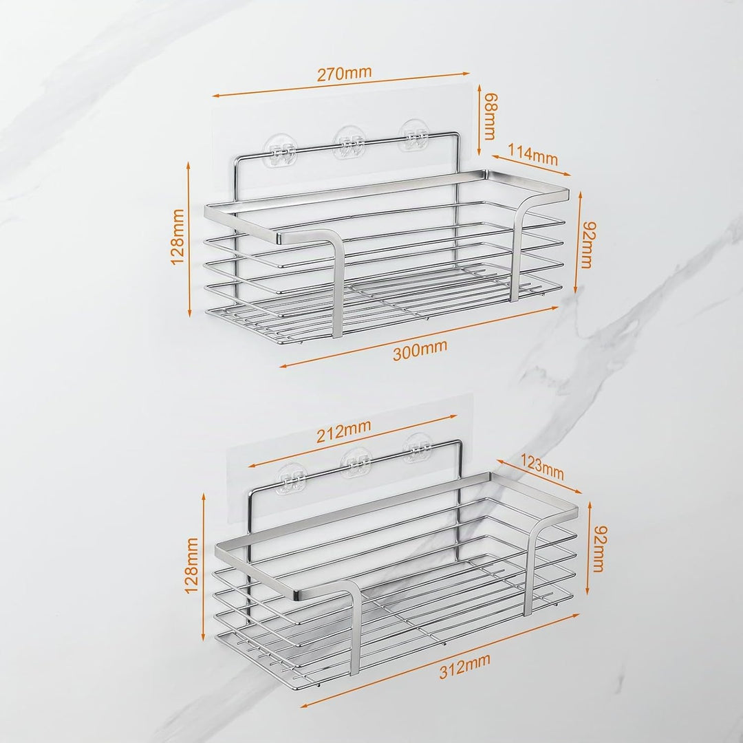 Ibergrif M34036A Duschablage ohne Bohren, 2 Stück Rostfreie Badezimmer Organizer, Badregal Edelstahl