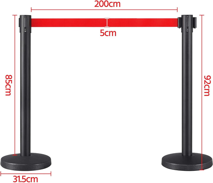 Yaheetech 2-Stück-Set Absperrständer 2m Gurtlänge, Personenleitsystem Absperrständer, Absperrband, A