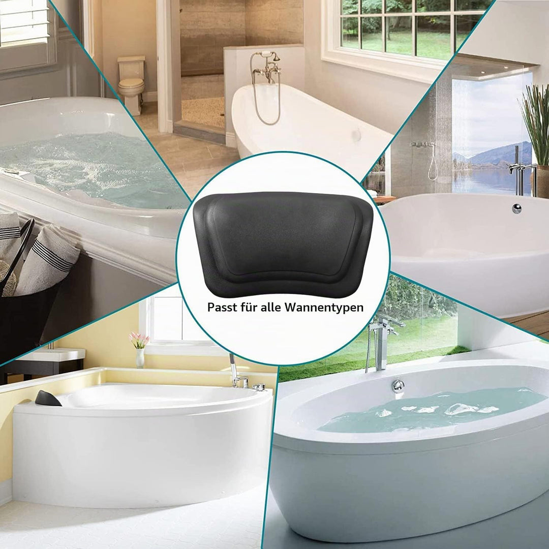 Badewannenkissen Wasserdicht mit Saugnäpfen, Ergonomisches Badekissen für Badewanne, Kopf- Nacken- u