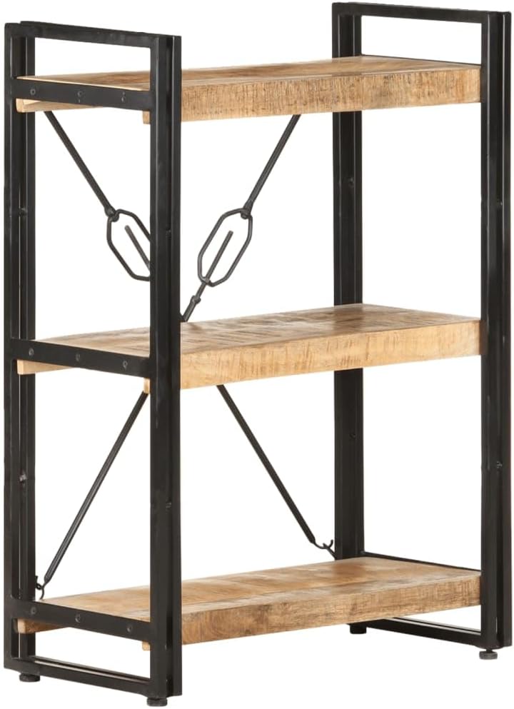 vidaXL Mangoholz Massiv Bücherregal 3 Fächer Industriestil Standregal Büroregal Wandregal Lagerregal
