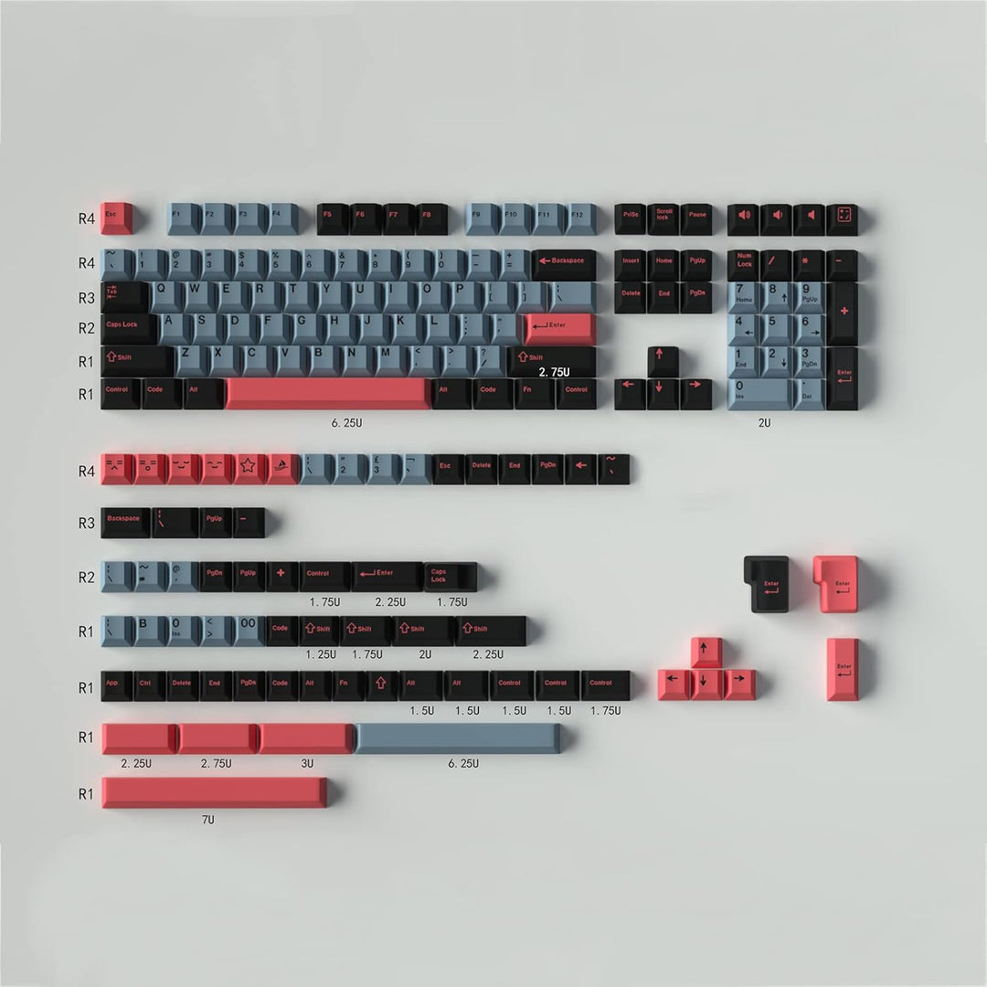 8008 Tastenkappen, 172 Tasten, Cherry Profile Doubleshot, Tastenkappen-Set passend für 60%, 65%, 95%