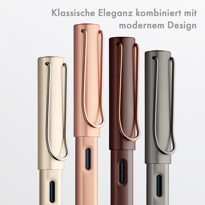 LAMY Lx Füllhalter 057 – Füller aus Aluminium eloxiert in der Farbe Ruthenium mit transparentem Grif
