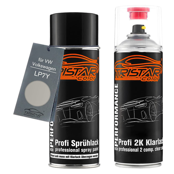 TRISTARcolor Autolack 2K Spraydosen Set für VW/Volkswagen LP7Y Flash Silver Metallic/Flashsilber Met