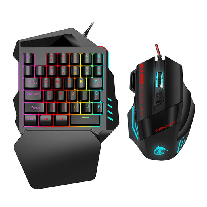 Hintergrundbeleuchtung Einhand Gaming Tastatur und Maus Kombination, 35 Tasten LED Hintergrundbeleuc