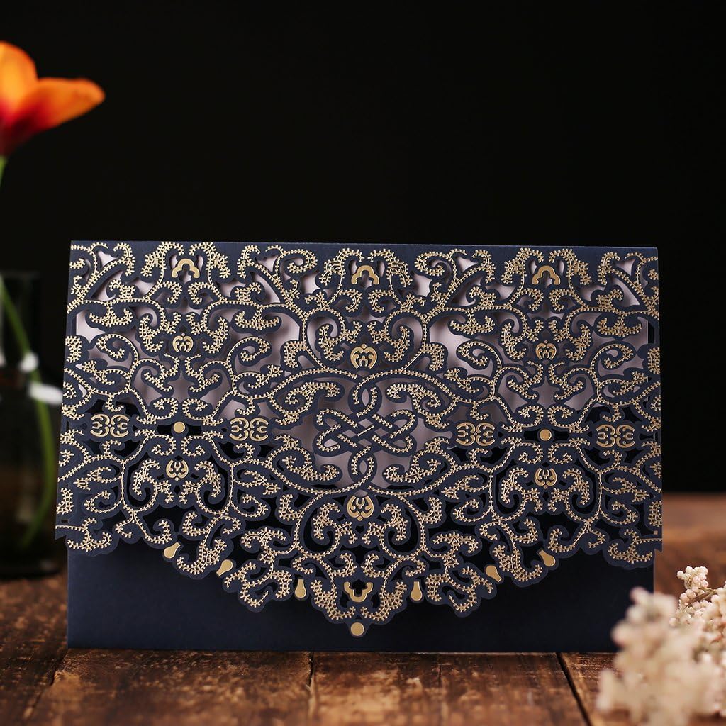 CYSKY Hochzeit Einladungskarte 50 Stück Hochzeit Einladungskarte Kit mit leeres bedruckbares Papier