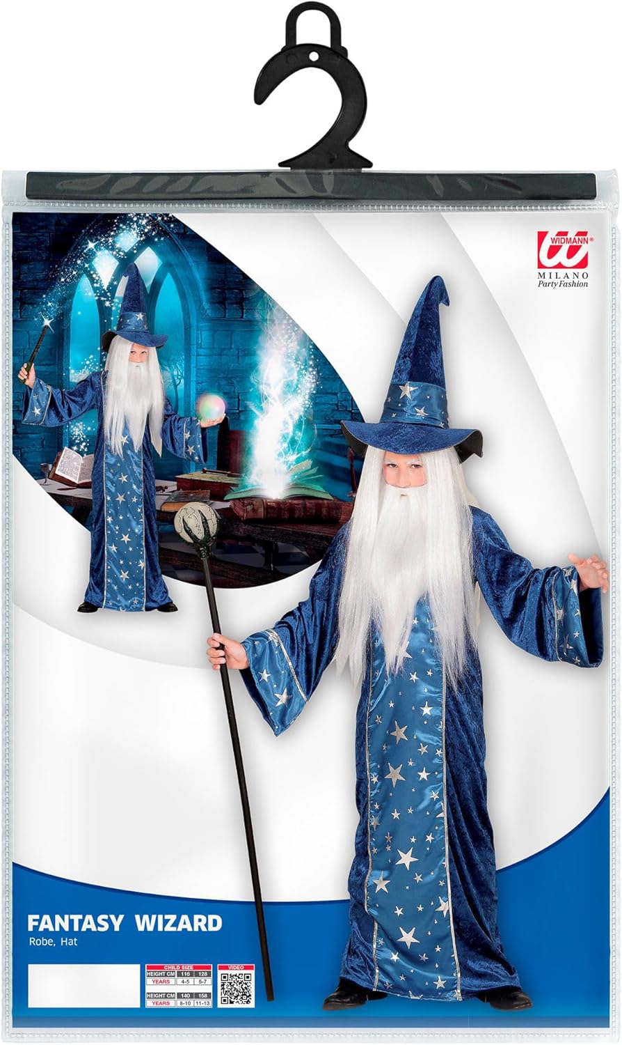 W WIDMANN MILANO Party Fashion - Kinderkostüm Zauberer, Robe und Hut, Magier, Märchen Verkleidung, K