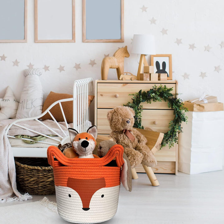 Bigepige Aufbewahrungskorb Kinder, Baby Spielzeug Baumwollseil Aufbewahrung Korb Geflochten, WäSchek