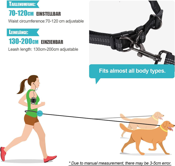 Snocyo Joggingleine Hunde, Doppelleine Hundeleine für Zwei Hunde, Elastische und Reflektierende Dopp