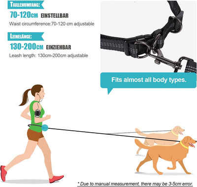 Snocyo Joggingleine Hunde, Doppelleine Hundeleine für Zwei Hunde, Elastische und Reflektierende Dopp