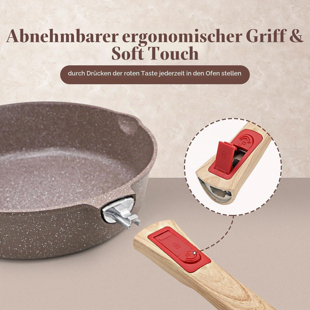 keramik pfanne 20 cm, Antihaft Keramikbeschichtung Bratpfanne 20 cm mit Abnehmbarer Griff, Geeignet