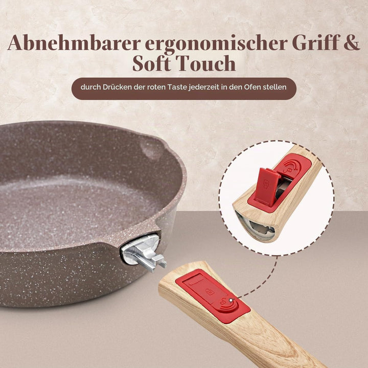 keramik pfanne 20 cm, Antihaft Keramikbeschichtung Bratpfanne 20 cm mit Abnehmbarer Griff, Geeignet
