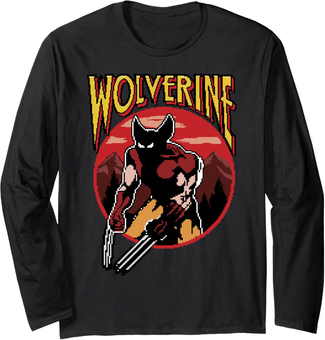Marvel X-Men Wolverine Game Pixel Portrait Langarmshirt