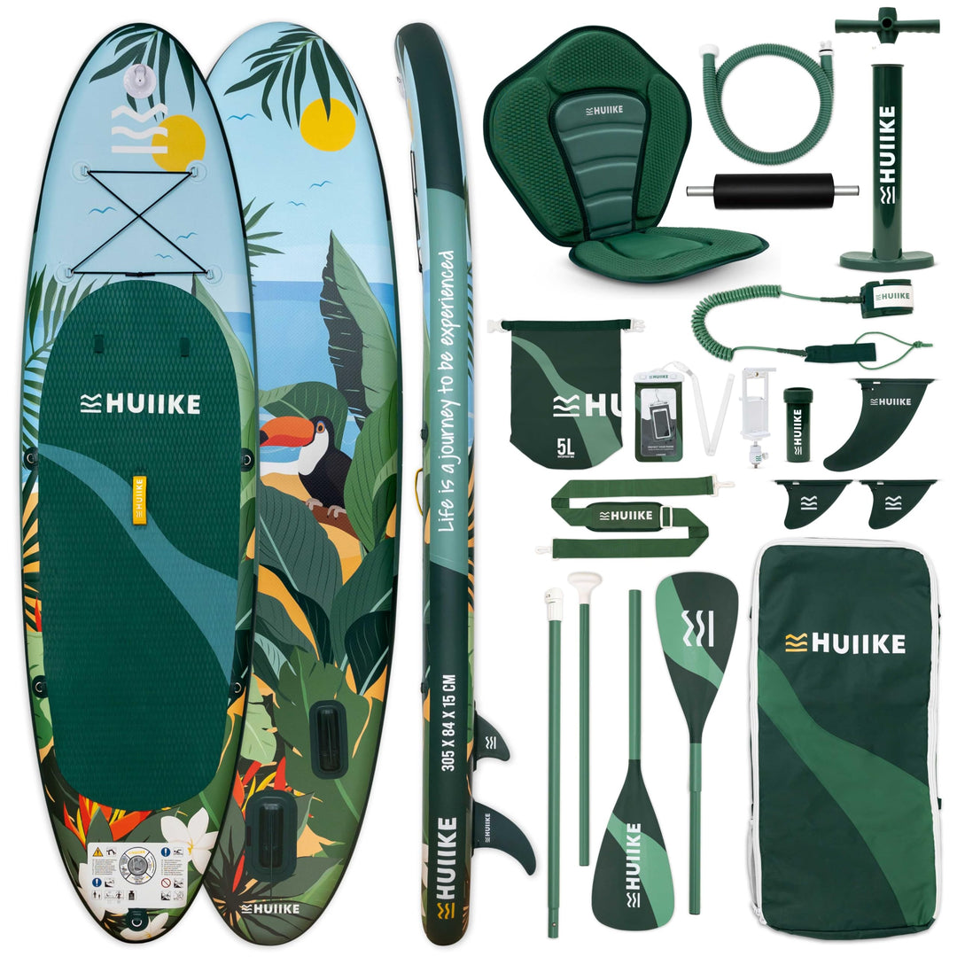 HUIIKE Stand Up Paddling Board mit Zubehör, Paddel, Finnen, Pumpe. Paddle Sup Board Aufblasbar Hohe