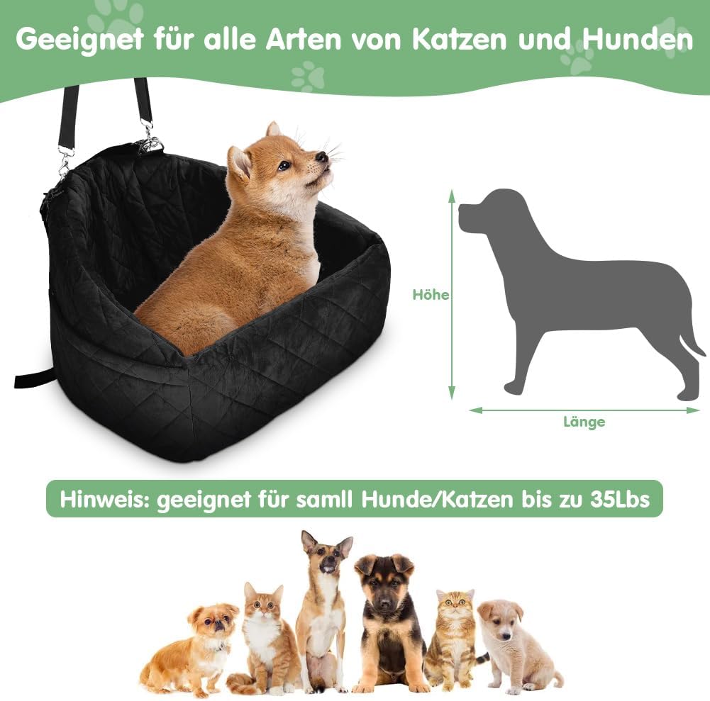 2 Pcs Hunde Autositz, Waschbarer Hundesitz Hundeautositz Hunde Sitzerhöhung Hundebett Auto Hundesitz