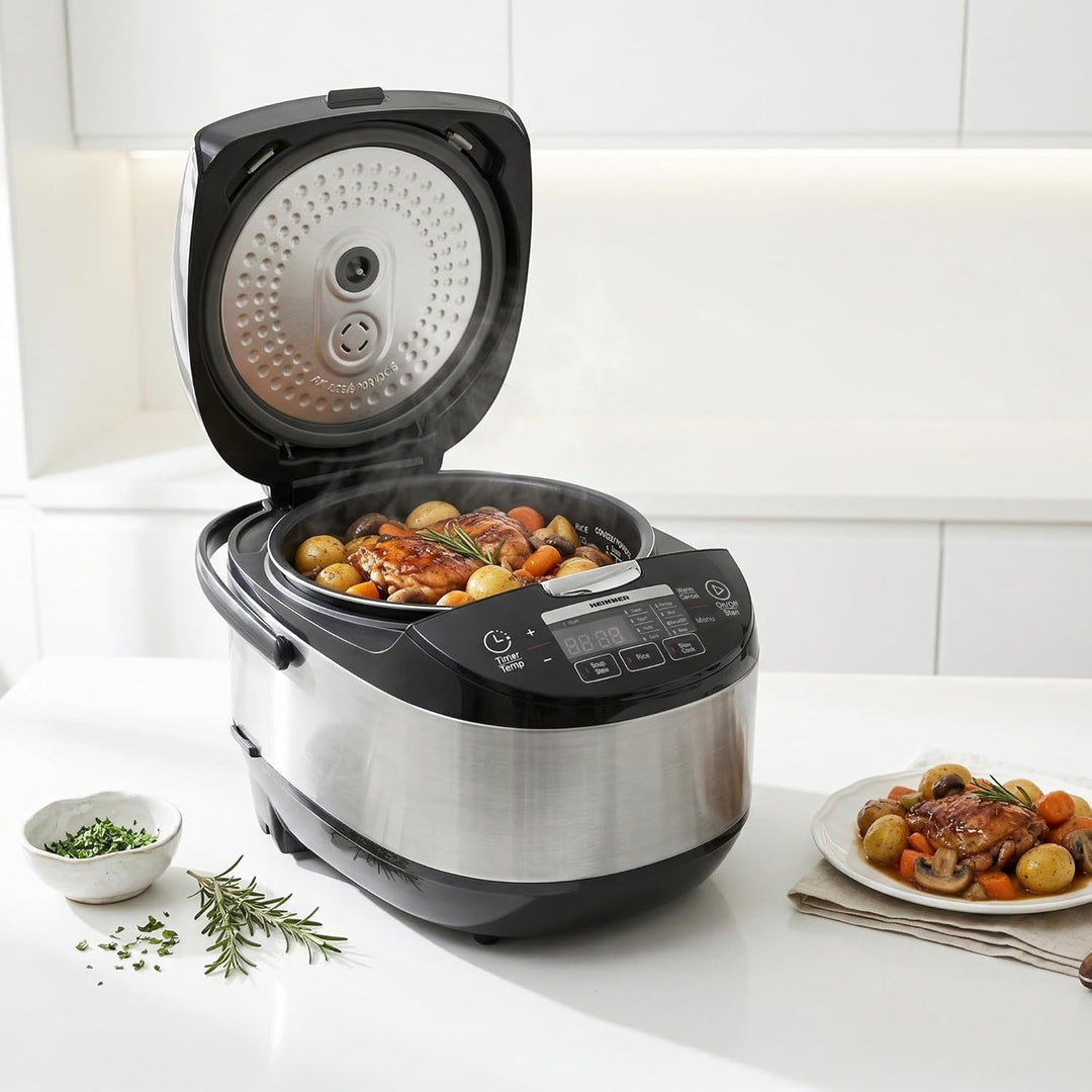 Multicooker HMCK-5BK, 5 L, 770–918 W, Touch-Bedienfeld, LED-Display, 24-Stunden-Timer, Warmhaltefunk