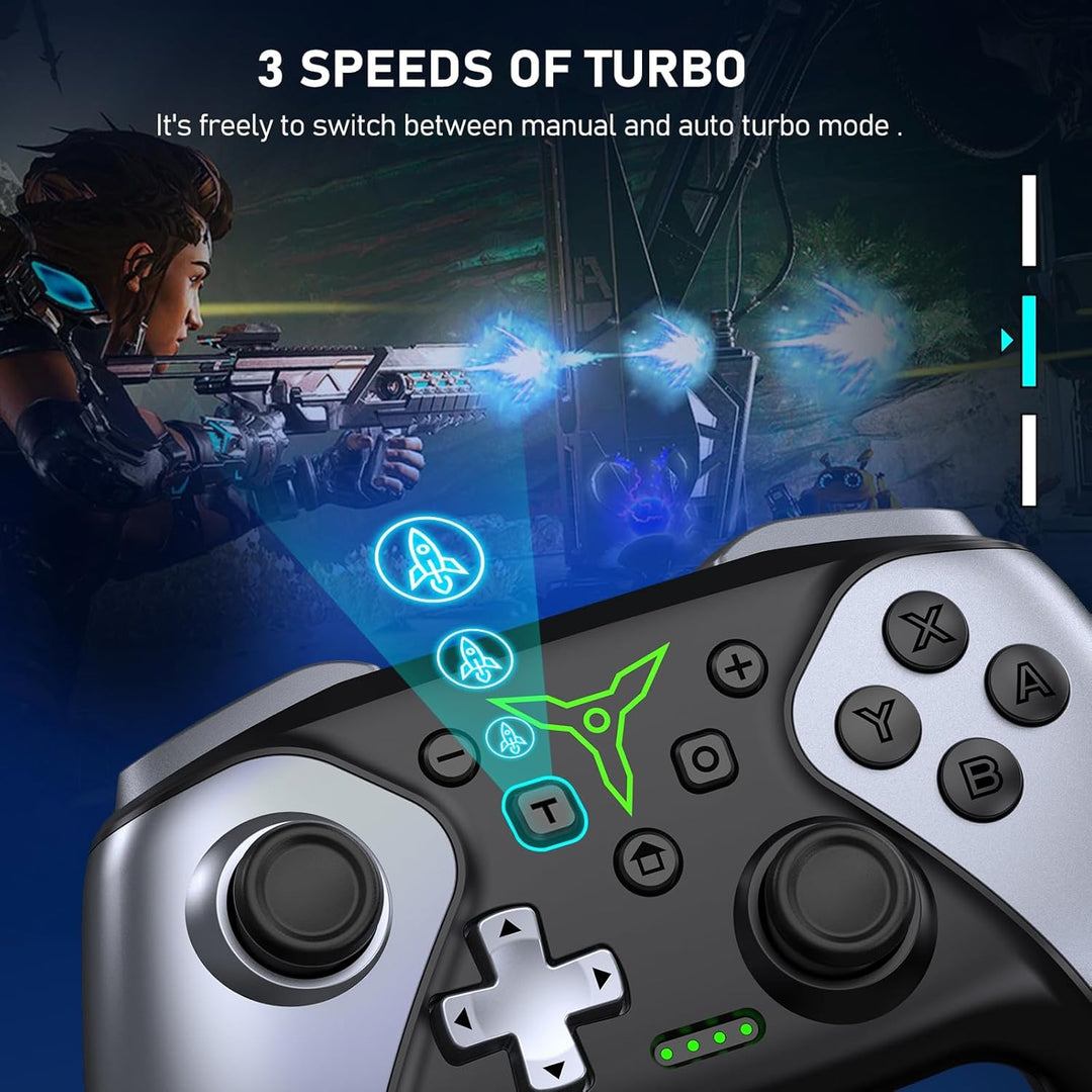 HELLCOOL Switch Controller, Pro Controller Switch mit Präzise Bewegungssteuerung/Dual Motors Vibrati