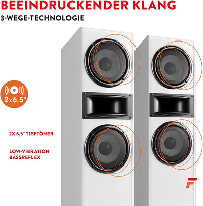 Fenton SHF700W - HiFi Lautsprecher Stereo Set für Ihre Heimkino HiFi Anlage, 400 Watt Standlautsprec