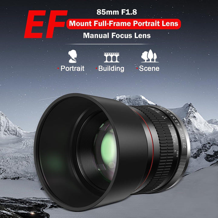 Kamera-EF-Objektiv für Canon – 85mm f1.8 Medium Teleobjektive Manuelles Porträtobjektiv für Canon EO