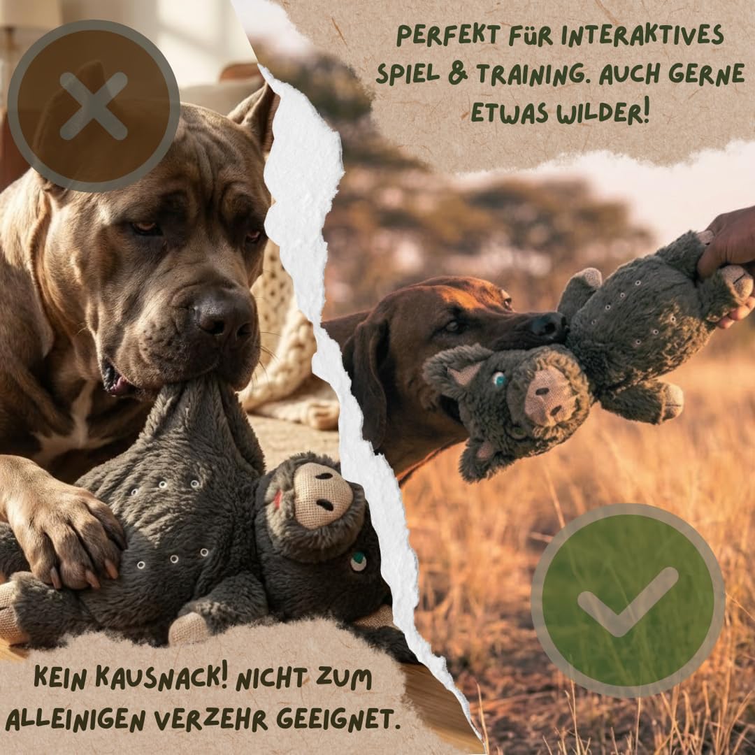Hämpy das Hanf-Schwein | Robustes Hundespielzeug mit Quietscher | Nachhaltiges Kuscheltier für Hunde