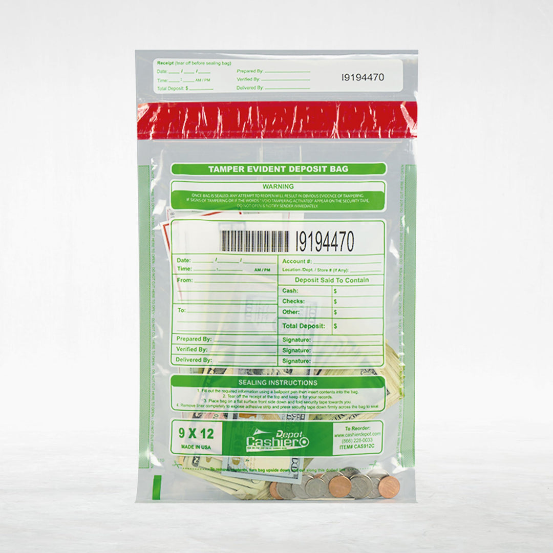 Cashier Depot Manipulationssichere Bankeintüten, 22,9 x 30,5 cm, transparent, serialisierte Nummerie