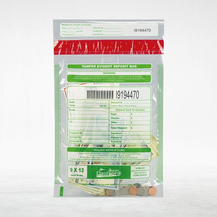 Cashier Depot Manipulationssichere Bankeintüten, 22,9 x 30,5 cm, transparent, serialisierte Nummerie