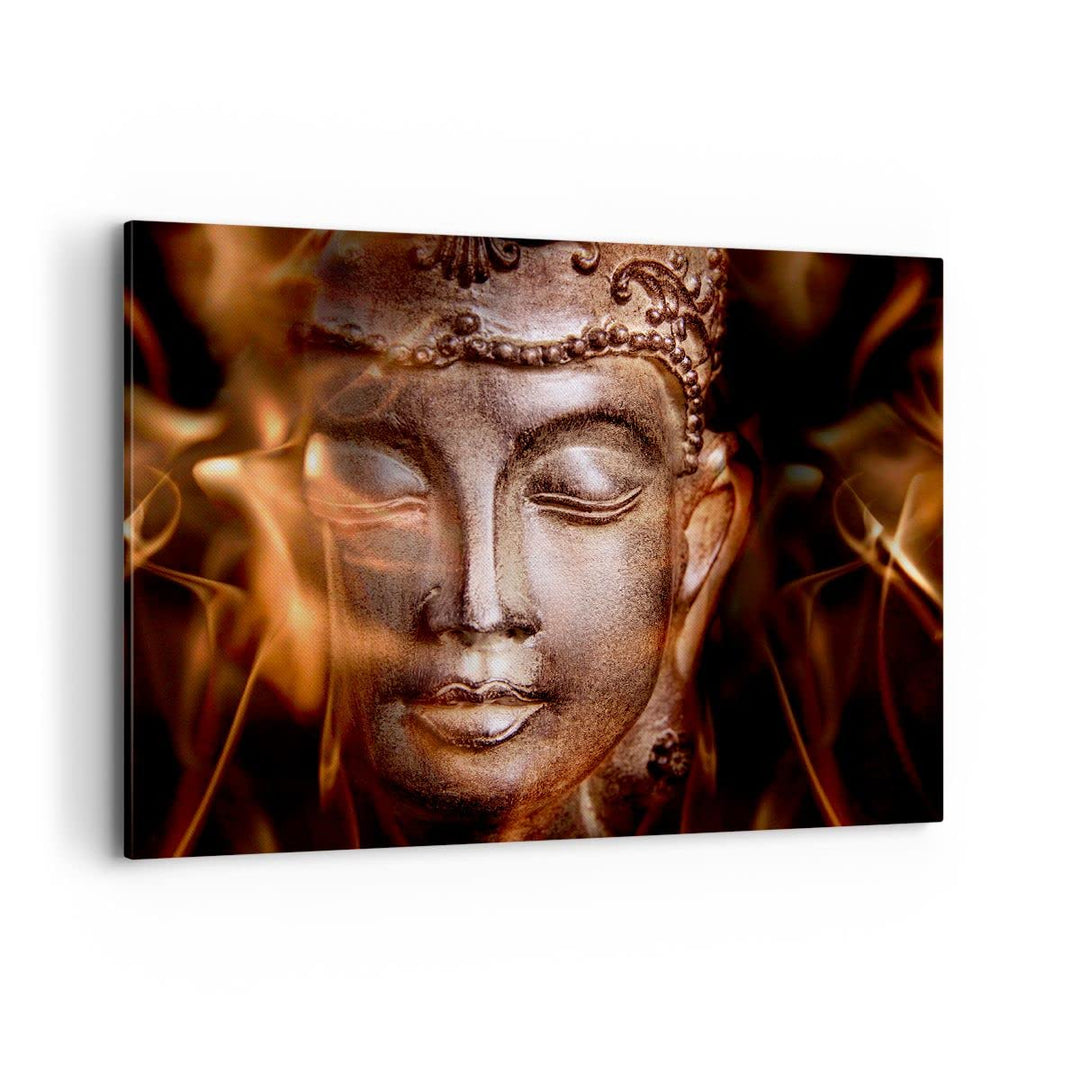 Bilder auf Leinwand 100x70cm Leinwandbild Buddha Statue Geheimnis Gross Wanddeko Bild Schlafzimmer K