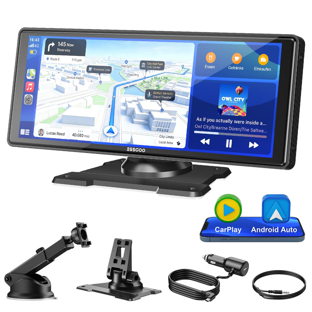 ESSGOO Carplay Android Auto Display10.26 Zoll,A-pple Carplay Bildschirm für AirPlay/Mirror Link,Car