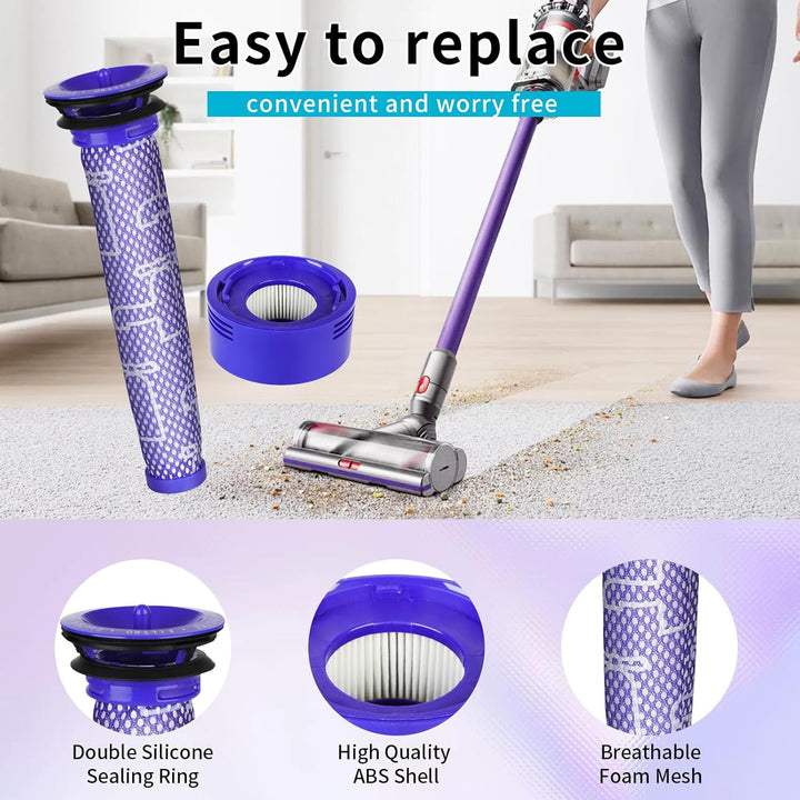 6 Stück V7 V8 Filter für Dyson, 3 HEPA-Nachfilter und 3 Vorfilter für Dyson V8 V7 Animal Absolute Mo