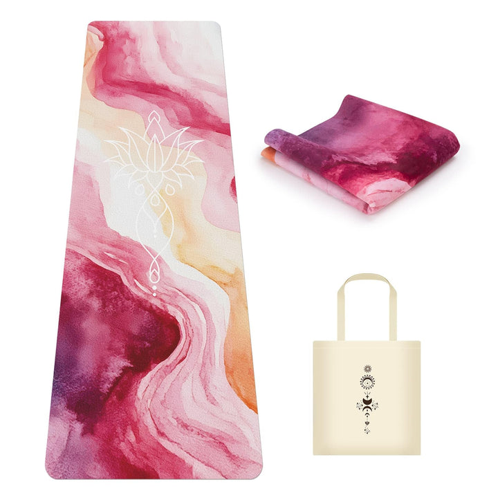 Reise-Yogamatte aus rutschfestem, faltbarem Wildleder – 1,5 mm dünn & leicht (1,4 kg), schweissabsor
