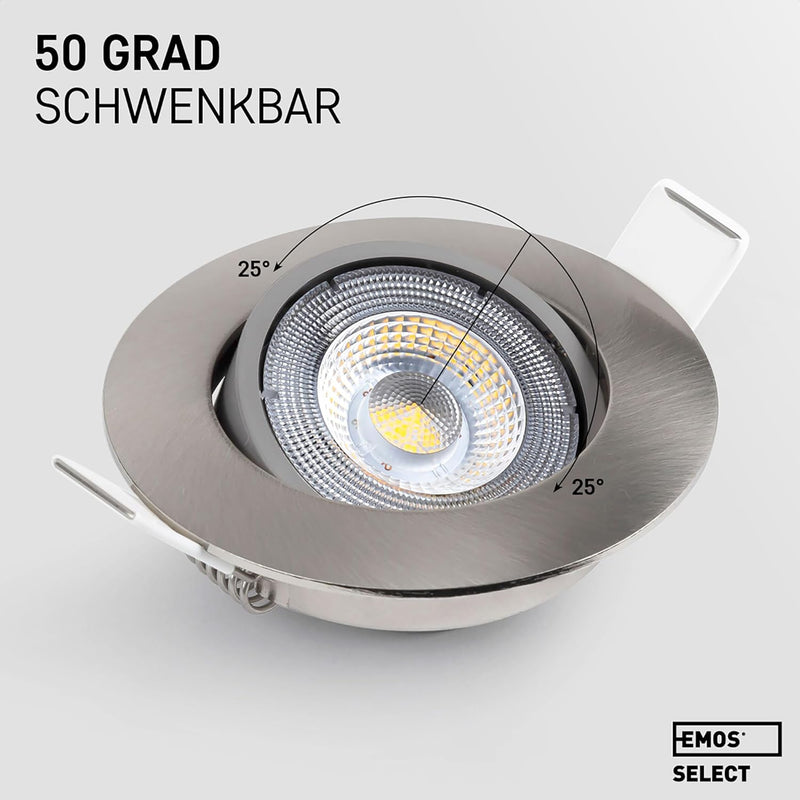 Emos LED Einbaustrahler 230V, 5W / 450lm, 50° schwenkbar, warmweiss 3000k | Einbaustrahler LED Spot