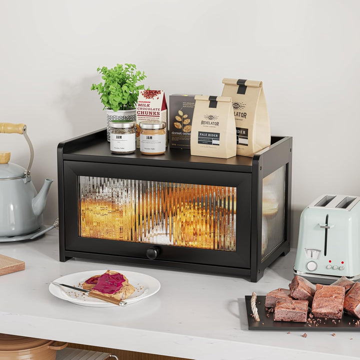 BAMBANG Bambus Brotkasten, Extragross Brotkästen Holz für Küchentheke, brotbox küche zur Brotaufbewa